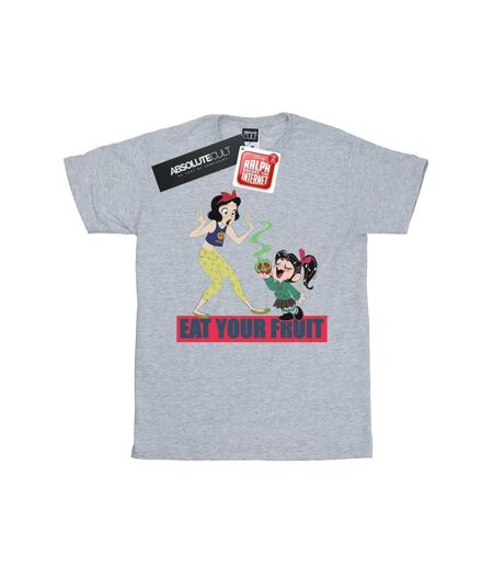 Disney Womens/Ladies Wreck It Ralph Eat Your Fruit Cotton Boyfriend T-Shirt (Gris sportif) - UTBI51640