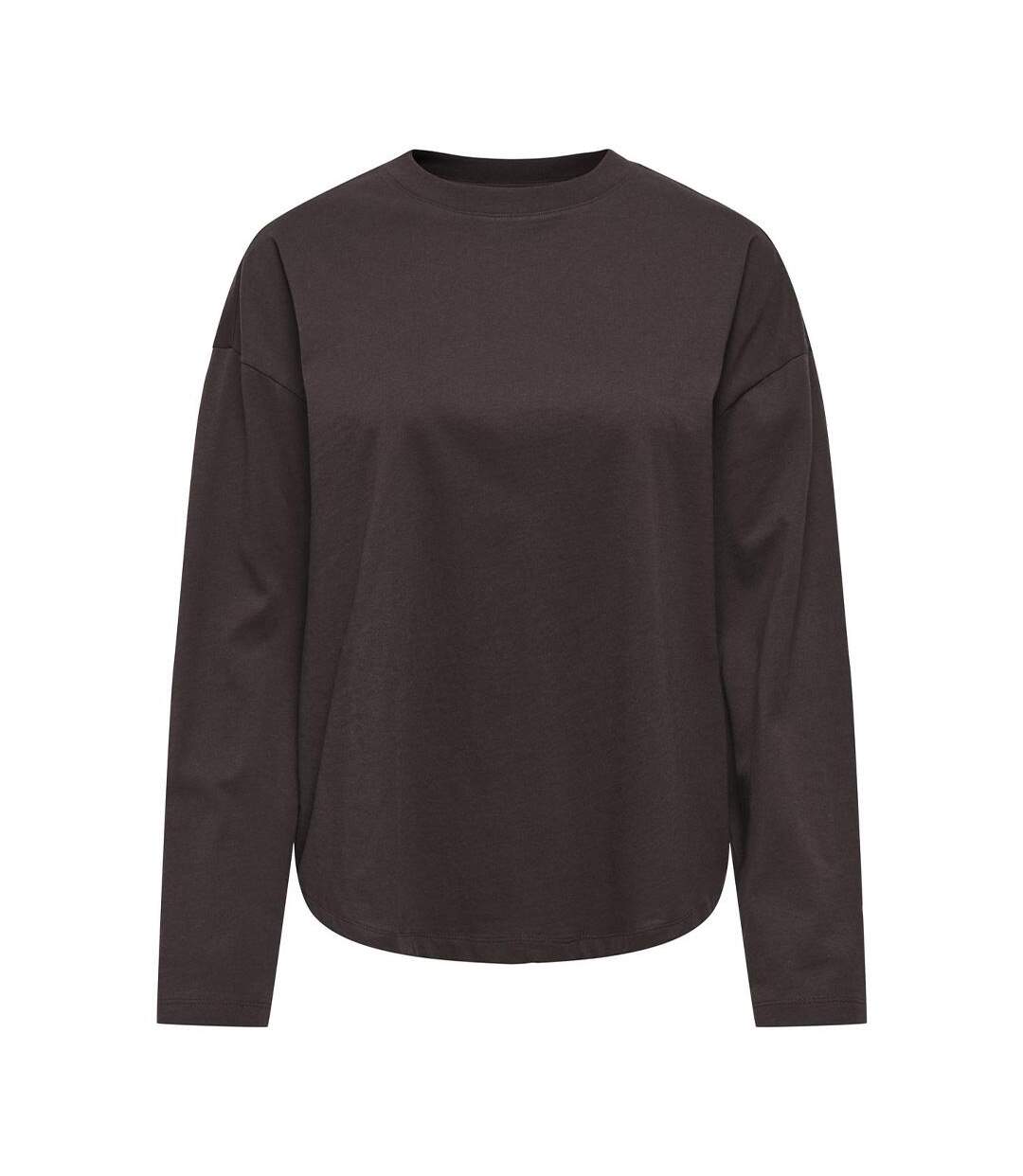 T-Shirt manches longues marron femme only happy1-1