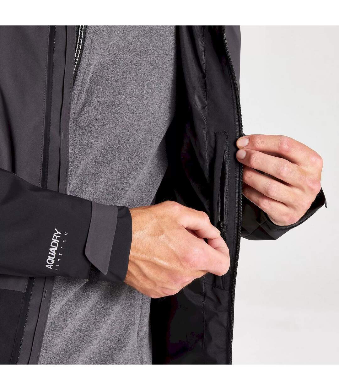 Mens gryffin contrast panel waterproof jacket black/black pepper Craghoppers-4