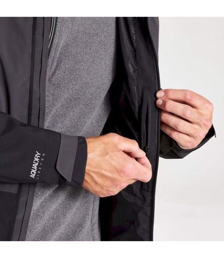 Mens gryffin contrast panel waterproof jacket black/black pepper Craghoppers