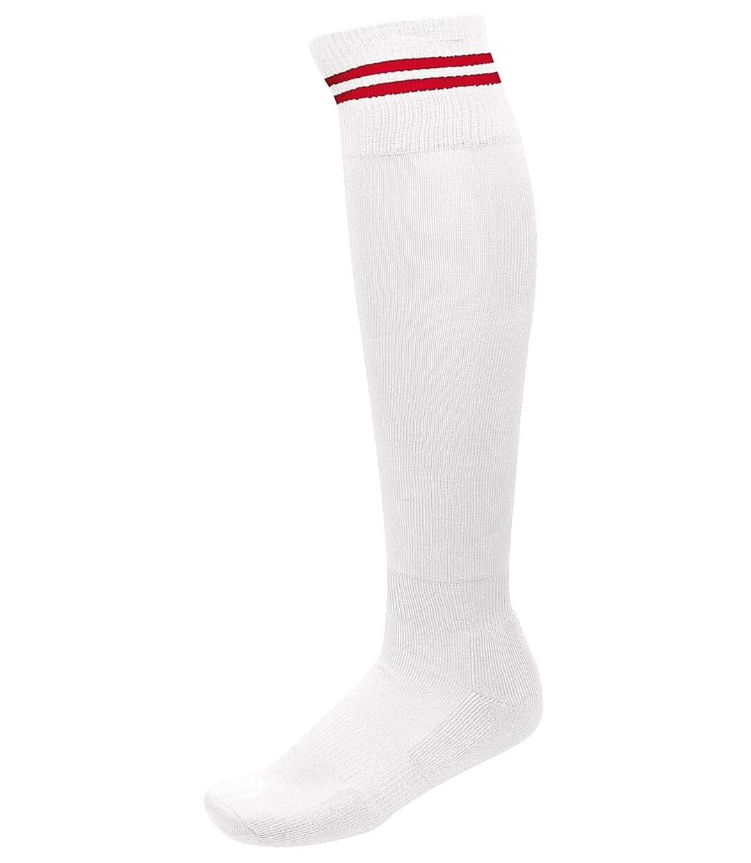 chaussettes sport - PA015 - blanc rayure rouge-1