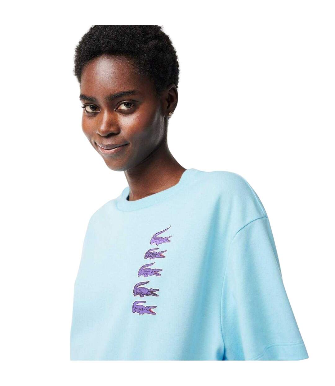 T-shirt Motif/style Imprimé Crocodile Femme Bleu Lacoste-3