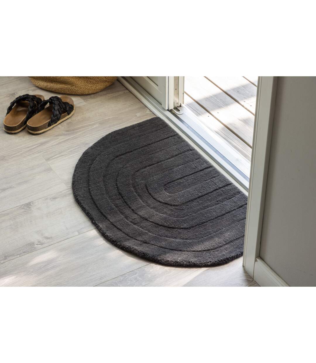 Tapis Demi-Rond Nora 50x80cm Gris-4