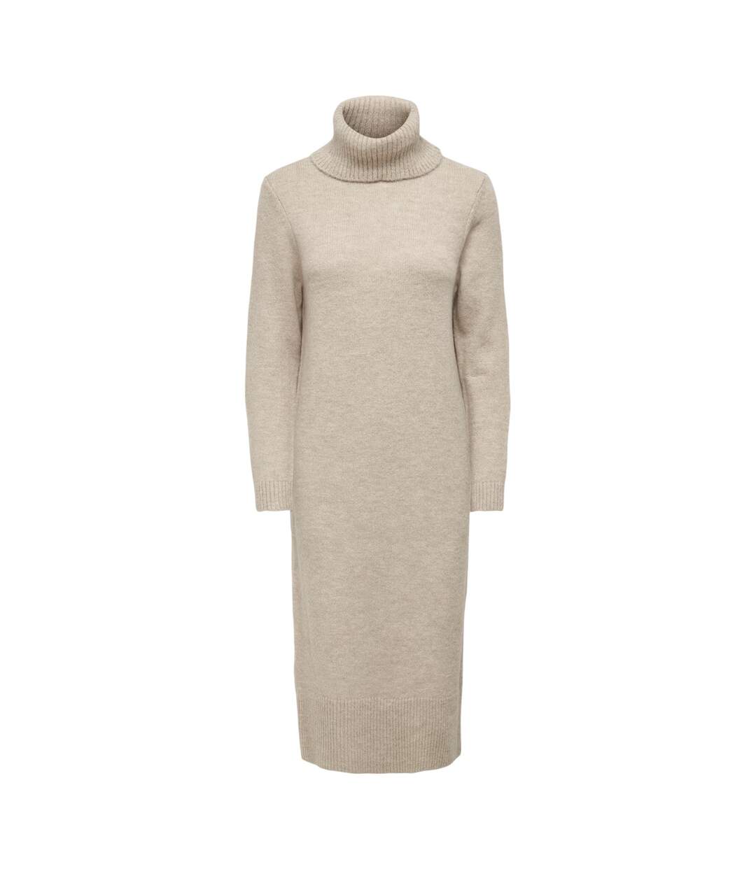 Womens/ladies Cowl Neck Sweater Dress Pumice Stone Only-2