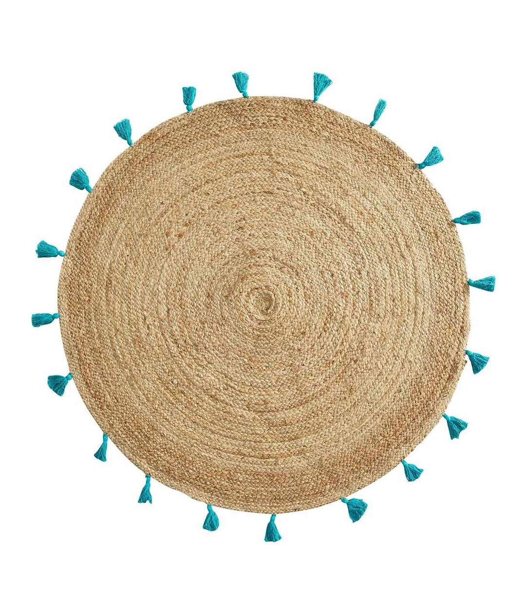 Tapis Déco Rond en Jute Shira 120cm Turquoise-1