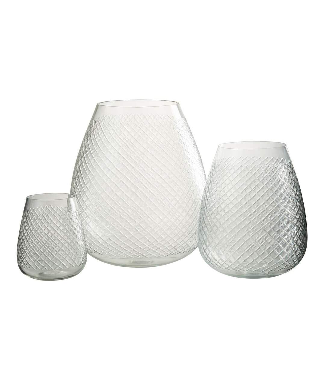 Vase Design en Verre Carreaux 31cm Transparent-2