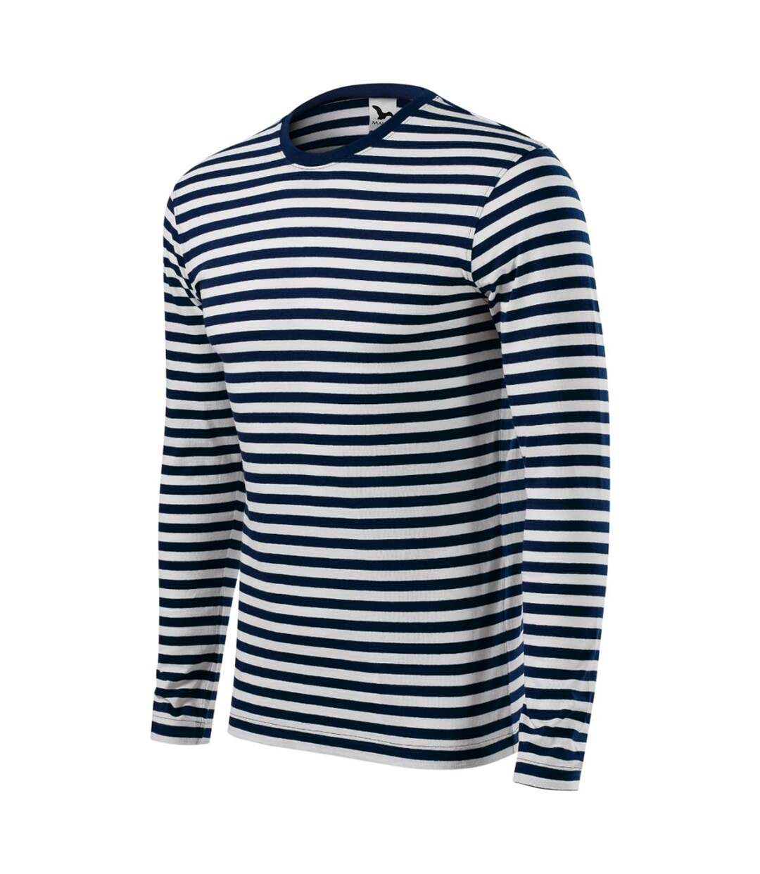 T-shirt Manches Longues Motif/style Rayé Sailor Homme Bleu Marine Foncé Malfini-3
