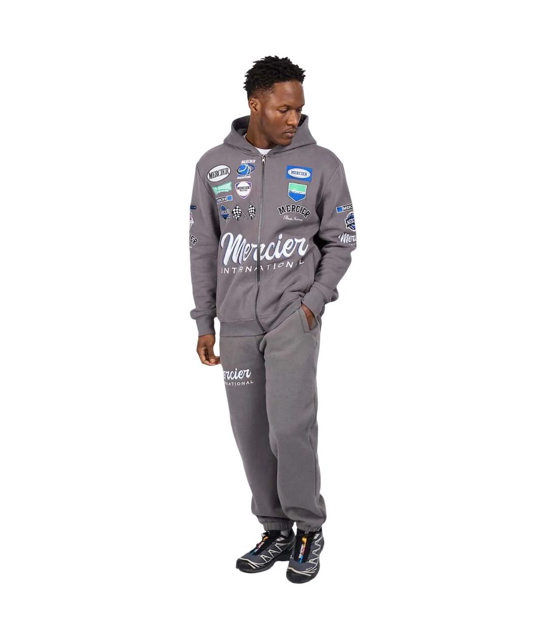 Mens International Full Zip Hoodie Grey Mercier-4