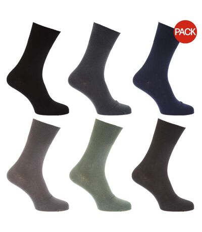 Lot de 6 Chaussettes non-élastiquée paires homme noir/gris/bleu marine Universal Textiles