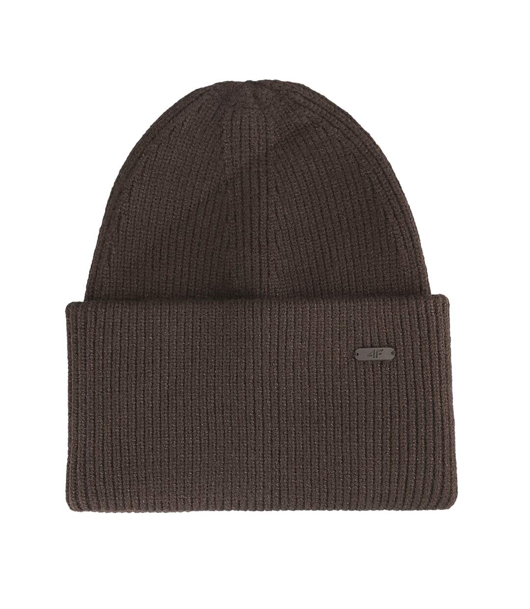 Womens/ladies Logo Winter Beanie Dark Brown 4F-1