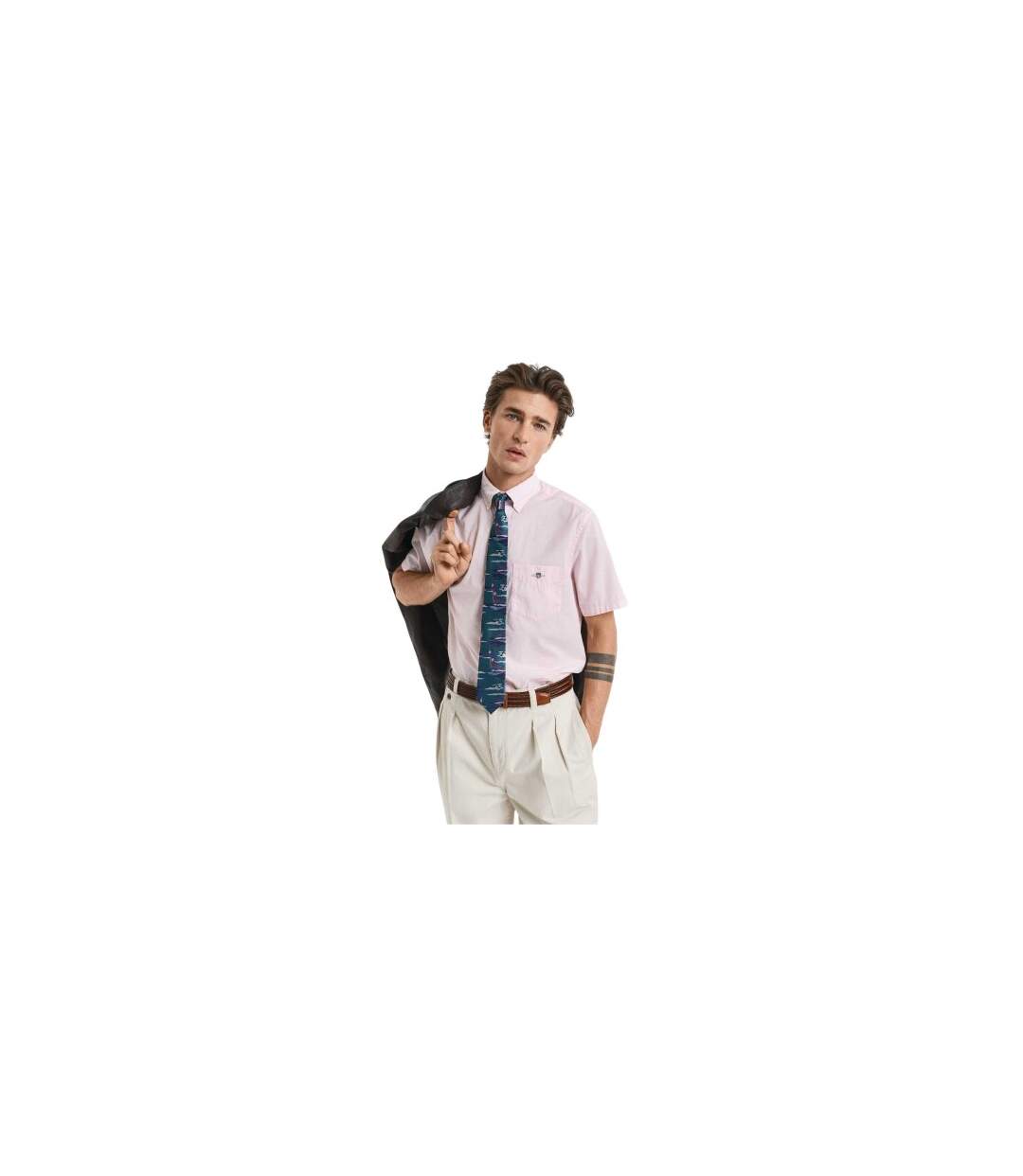 Chemise Manches Courtes Homme Rose Clair Gant-1