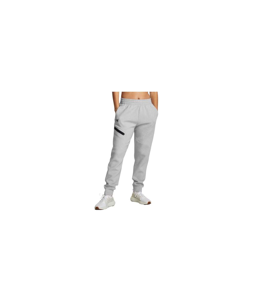 Womens/ladies Unstoppable Fleece Athletic Joggers Grey Under Armour-1