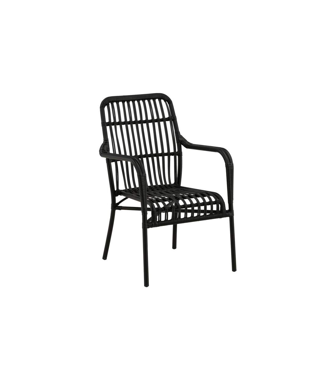 Chaise de Jardin en Rotin Rizal 90cm Noir-1