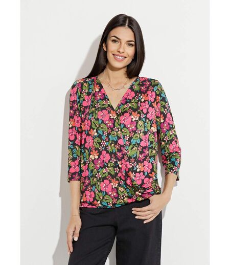 T-shirt blousant cache-coeur fleuri