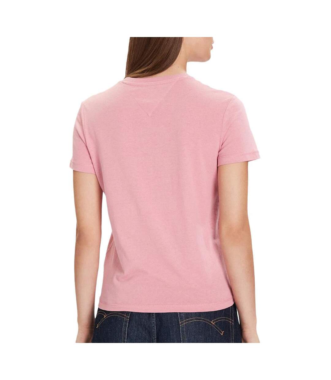 T-Shirt rose femme tommy hilfiger linears-2