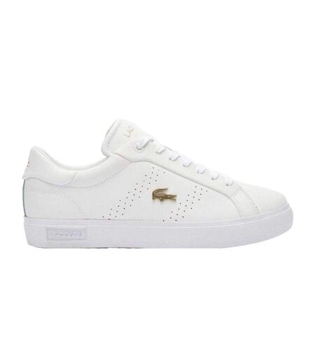 Womens/ladies Powercourt 2.0 Leather Trainers White Gold Lacoste