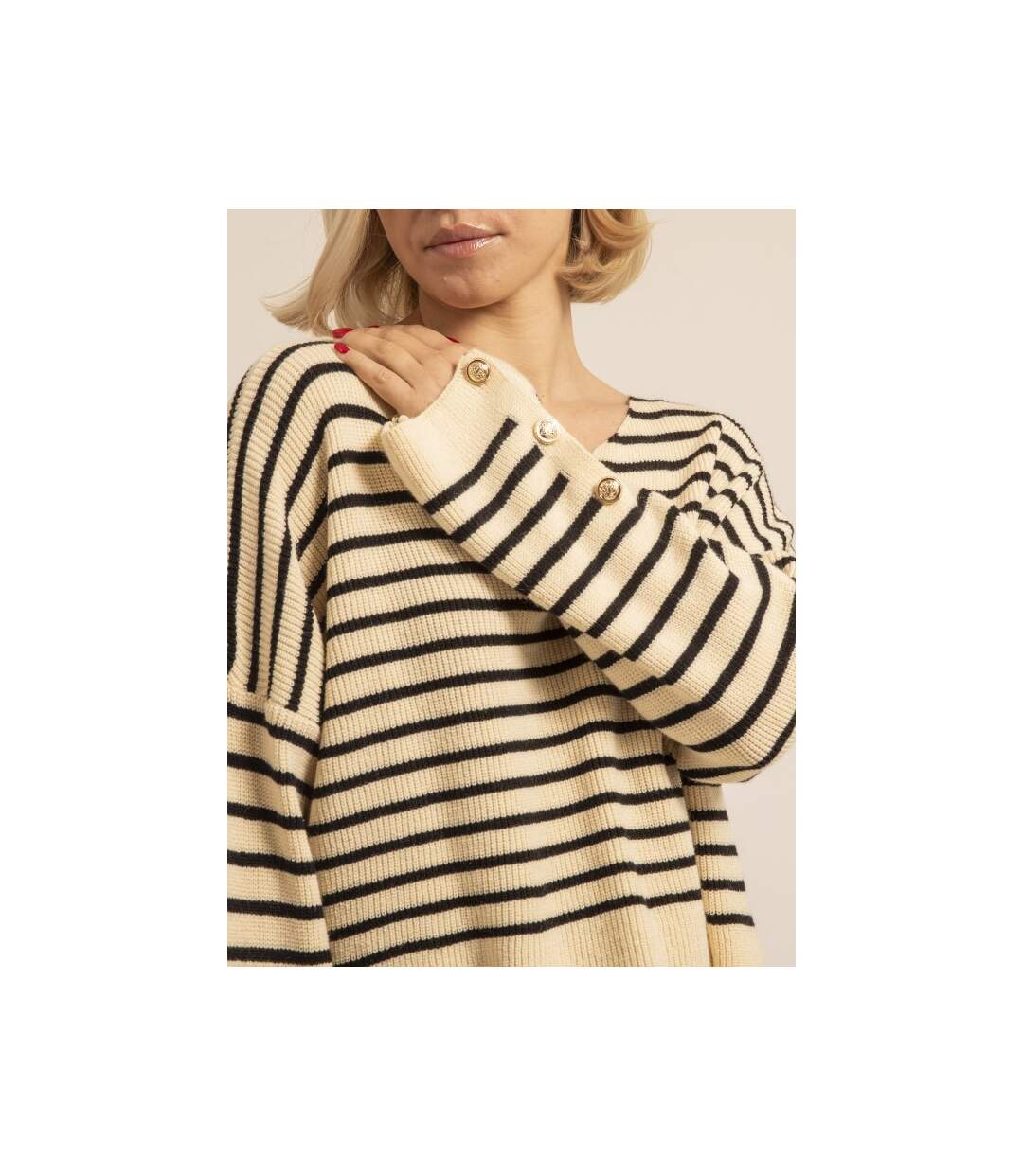 Pull à rayures col V KAPUCINE - Dona X Lisa-4