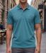 CHALLENGER RUSTICO5 : Polo manches courtes bleu turquoise chiné en maille piquée 100% coton-1
