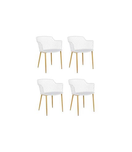 Lot de 4 Fauteuils Design Malaga 80cm Blanc