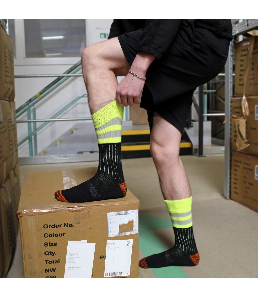 3 Pack Mens Heavy Duty Cotton Hi Viz Work Socks-5