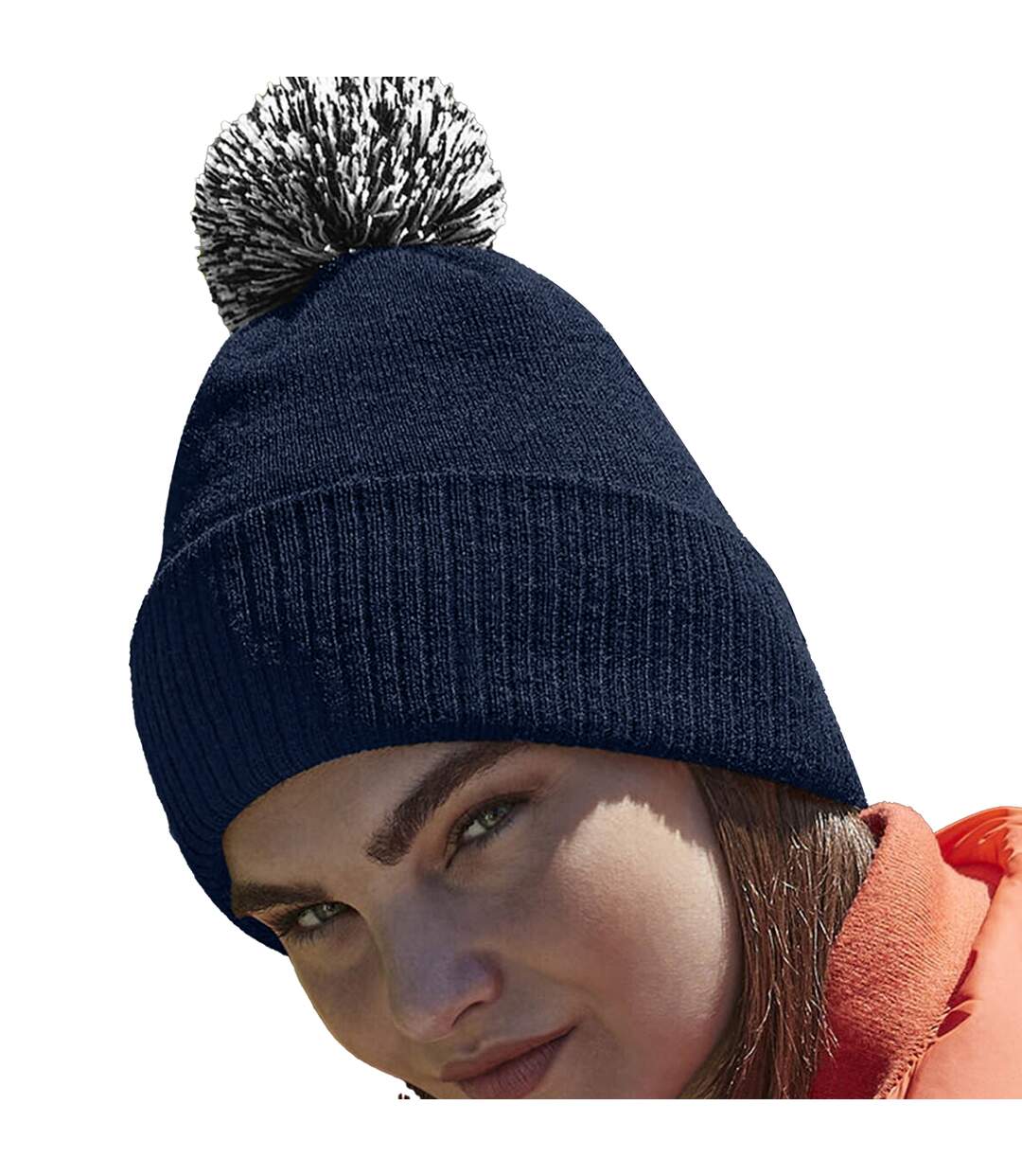 Bonnet snowstar bleu marine / gris clair Beechfield-2