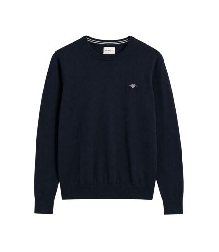 Mens Cotton Crew Neck Jumper Evening Blue Gant