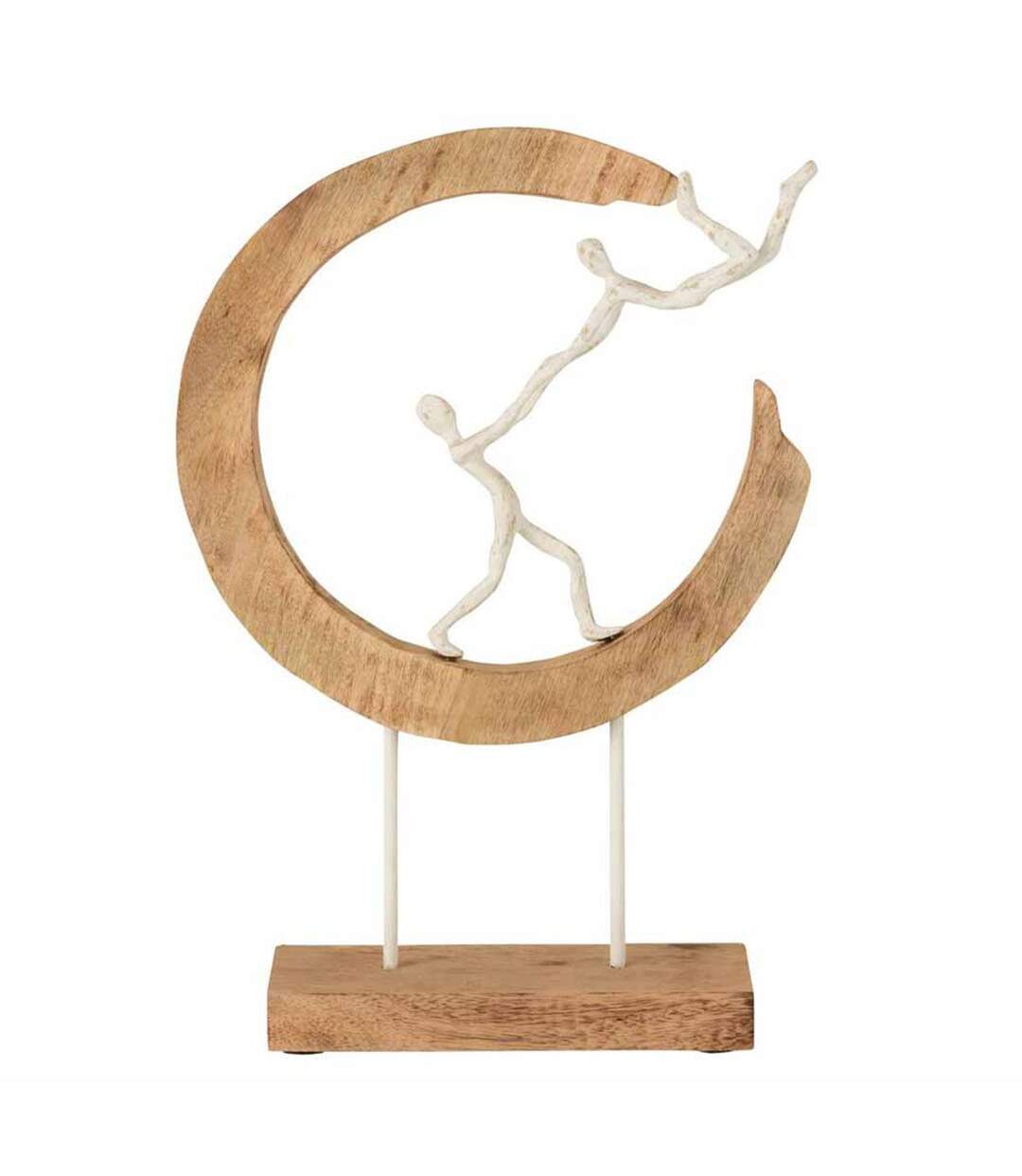 Statue Déco en Bois Couple 46cm Naturel-1