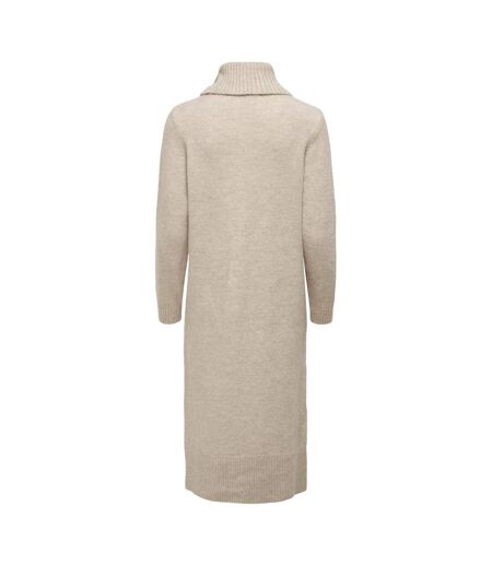 Womens/ladies Cowl Neck Sweater Dress Pumice Stone Only