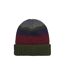 Mens & Ladies Waterproof Thermal Roll Cuff Striped Beanie Hat-2