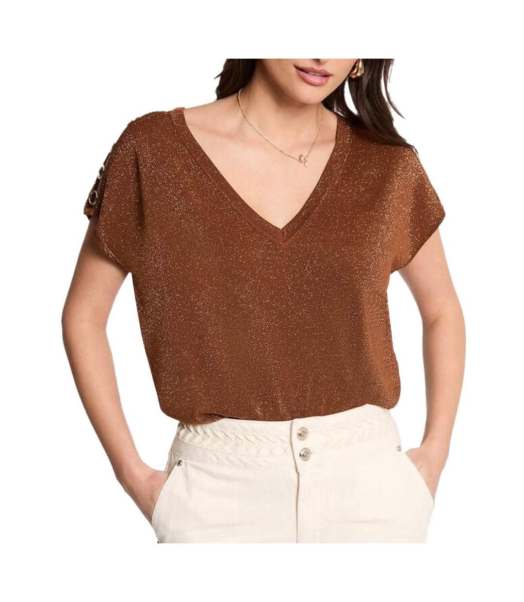 T-Shirt marron/doré femme morgan mring-1
