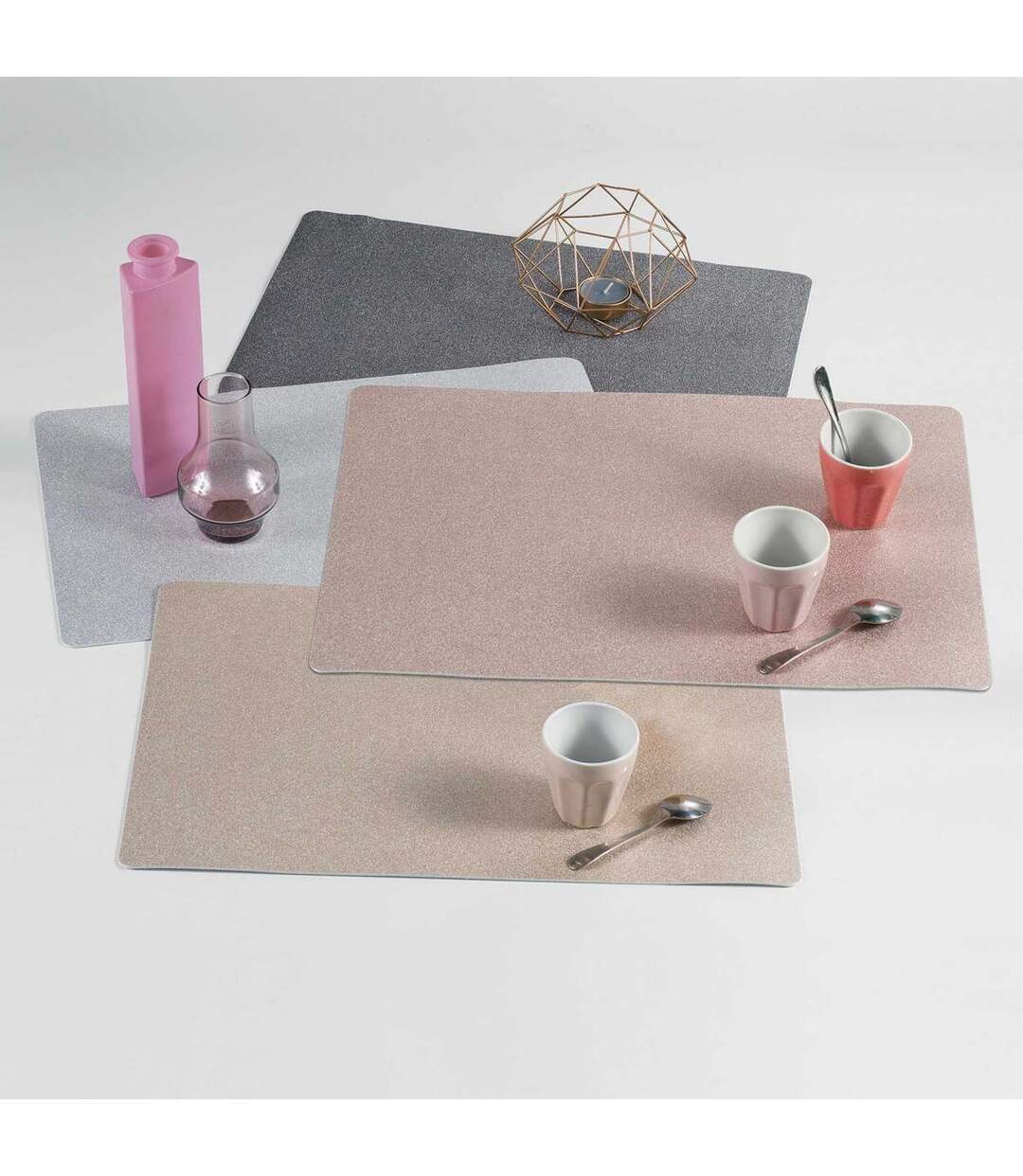 Set de Table à Paillettes Midnight 28x44cm Gris-2