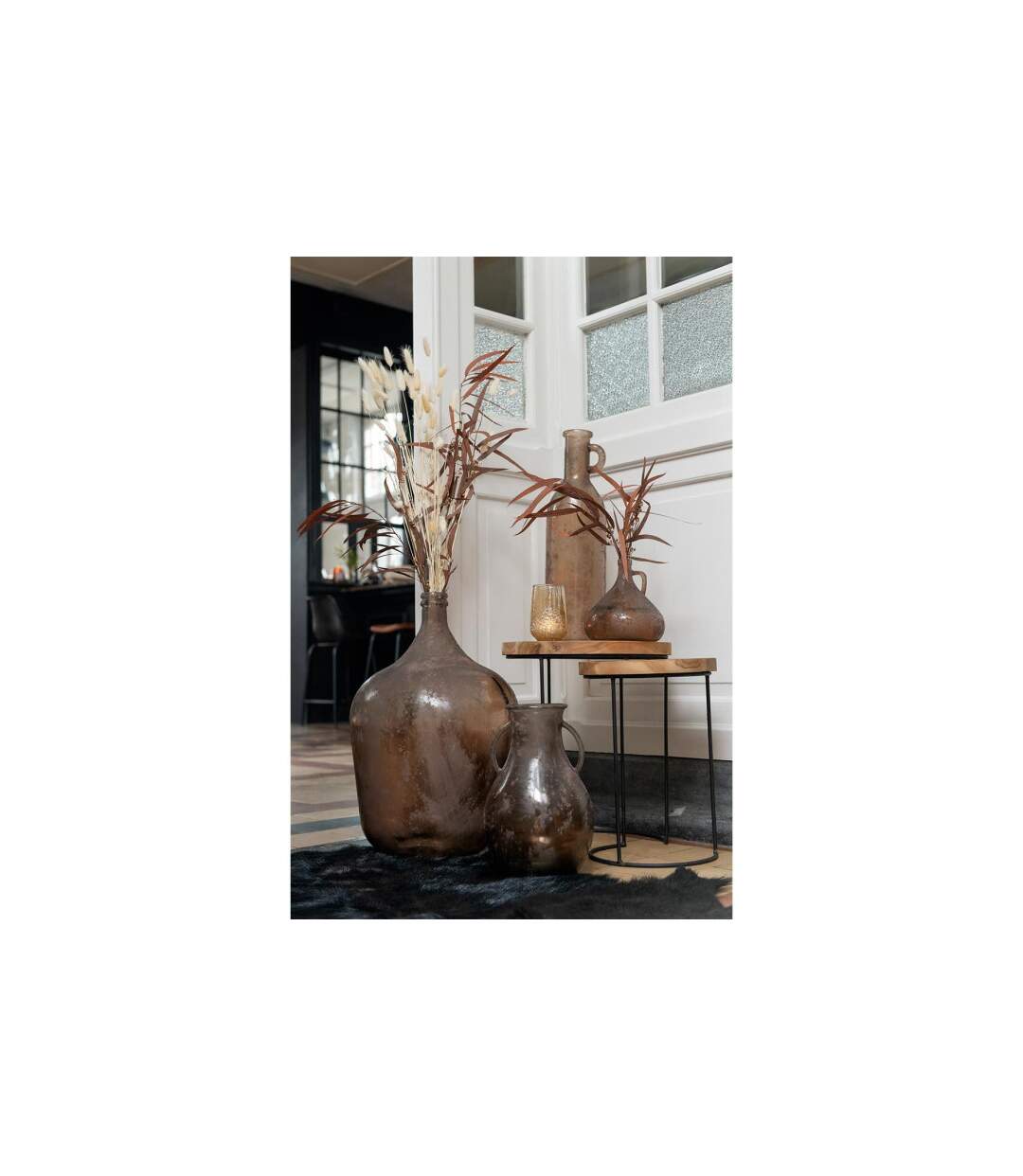 Vase Design en Verre Puisa 32cm Marron-2