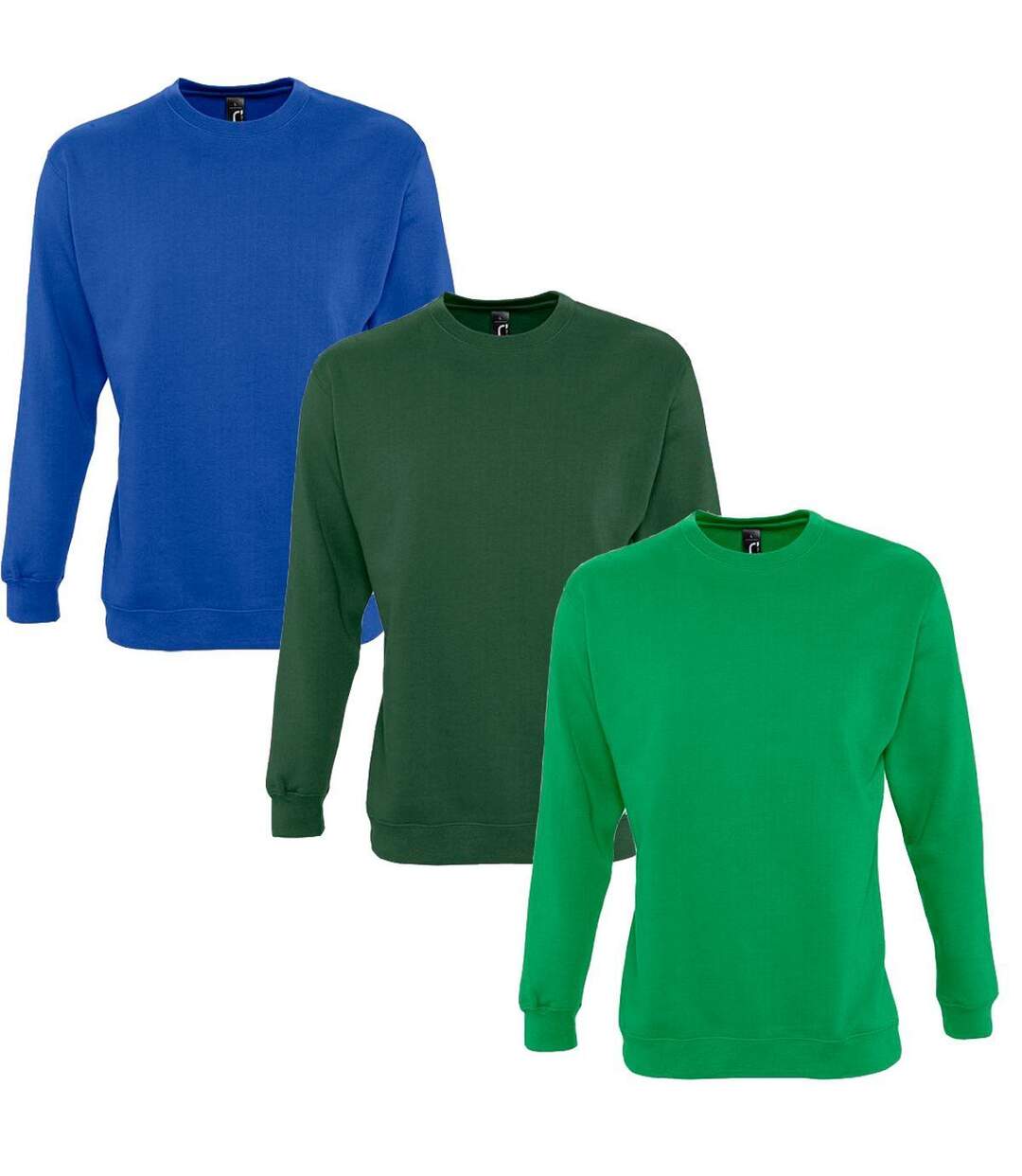 Lot 3 sweat-shirts vert clair - vert foncé - bleu roi-1