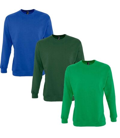 Lot 3 sweat-shirts vert clair - vert foncé - bleu roi