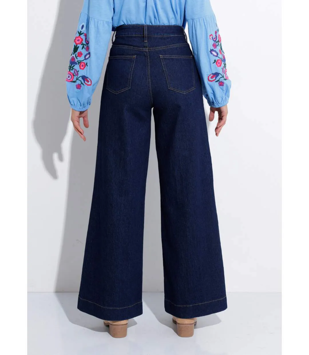 Jean large 5 poches taille haute-2