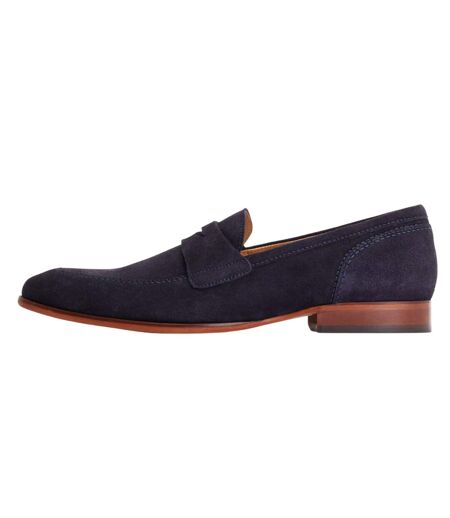 Mens bruno leather penny loafers navy Base London