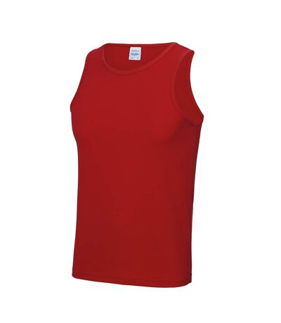 Just Cool Mens Sports Gym Plain Tank/Vest Top (Fire Red)