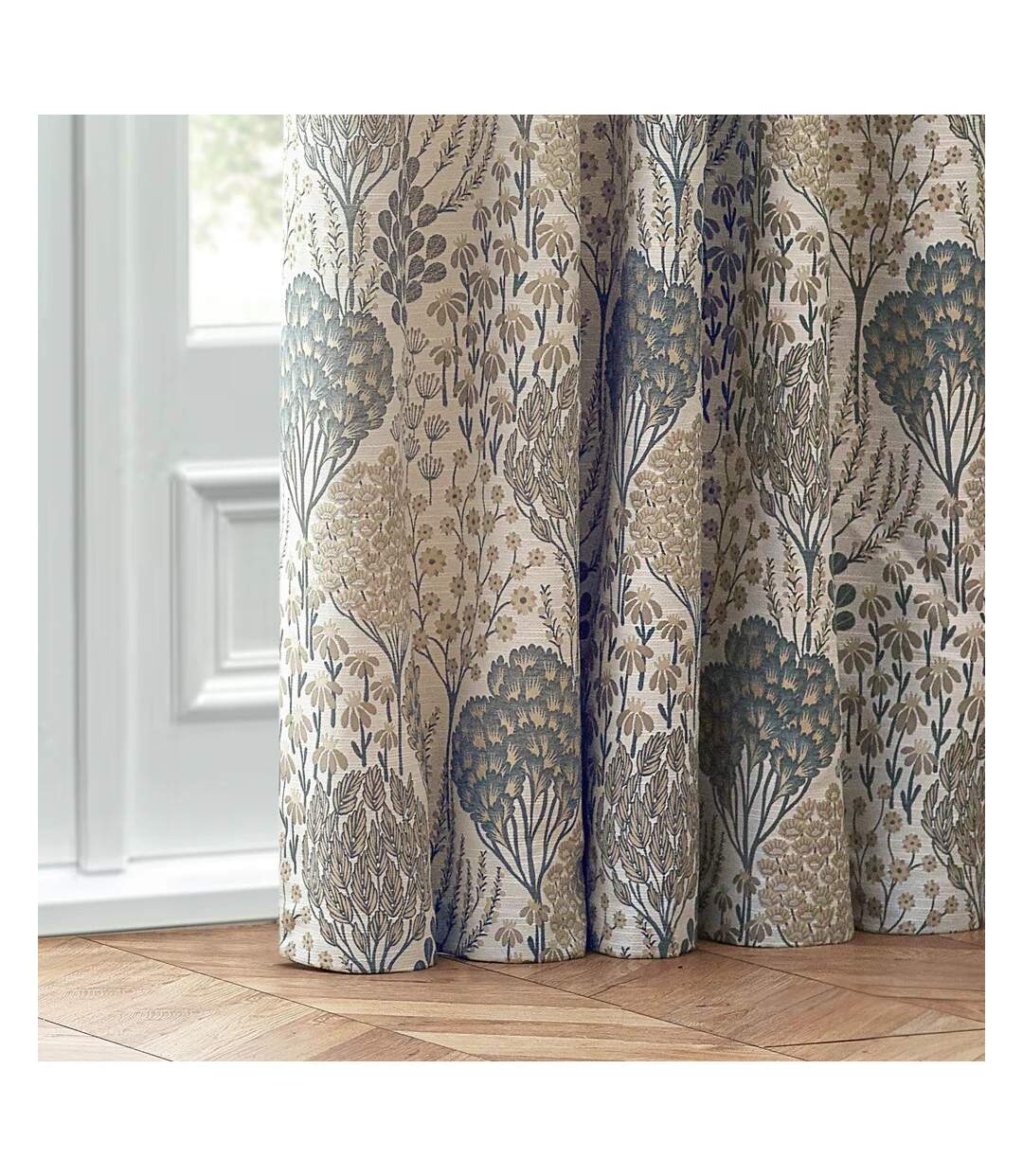 Ophelia jacquard floral pencil pleat curtains 168cm x 229cm wedgewood Wylder-3