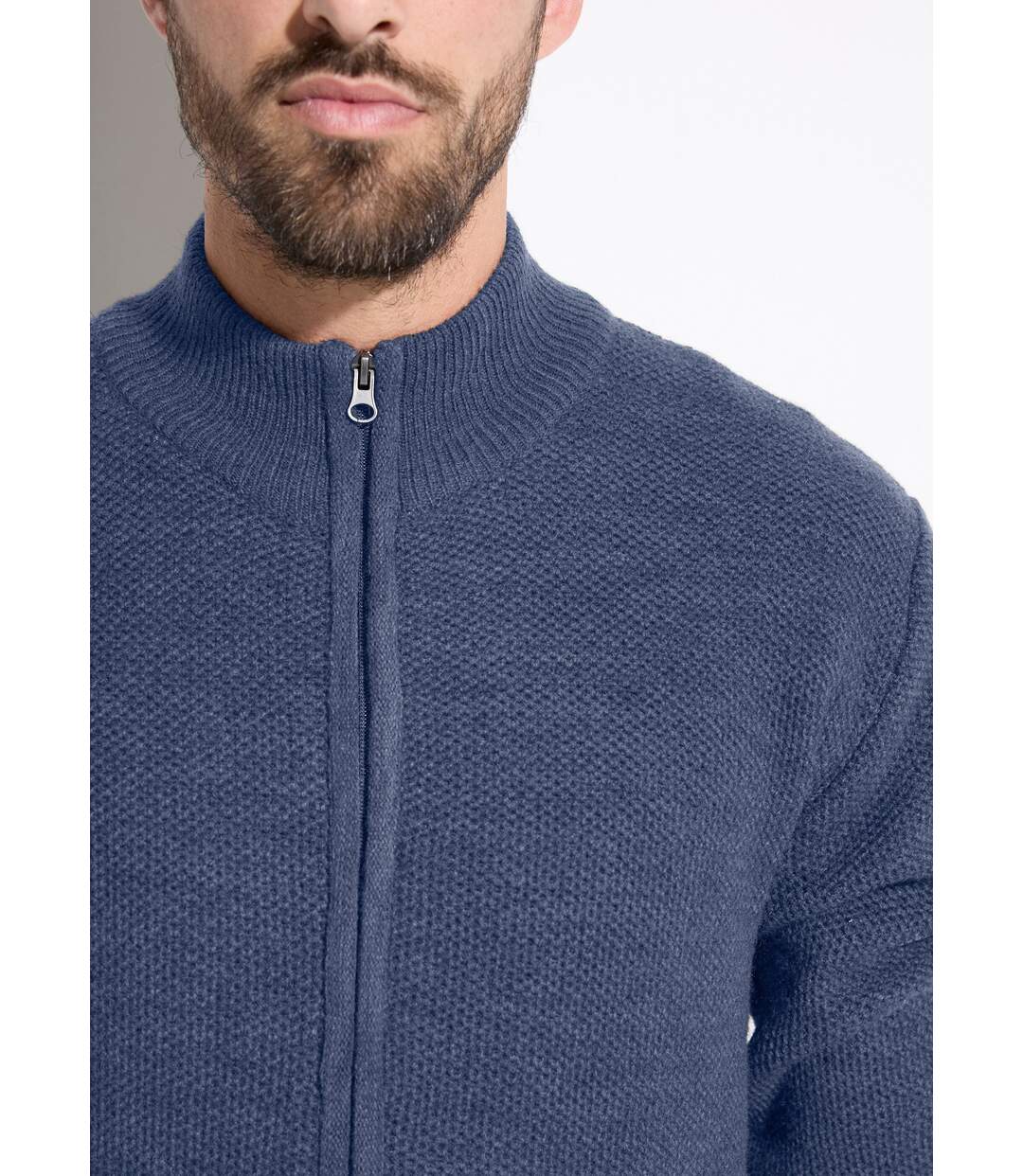 Gilet zippé col montant maille chinée laine-4