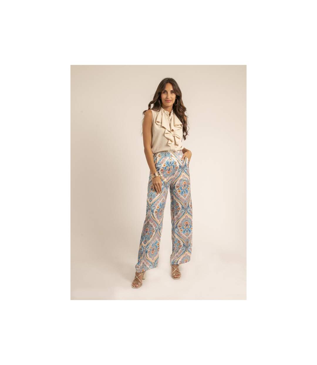 Chemise sans manches col jabot ODESSA - Dona X Lisa-3