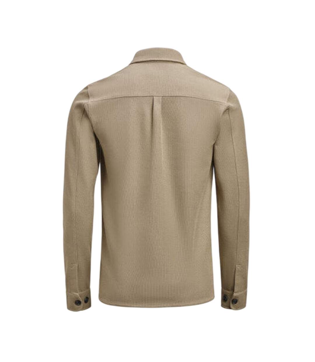 Mens Hicksville Long-sleeved Overshirt Khaki Brown James Harvest-2