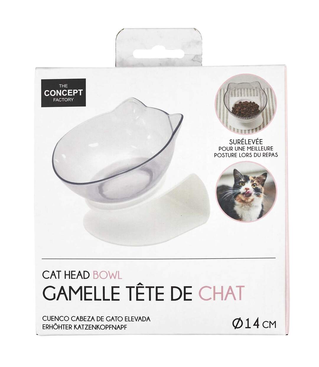 Gamelle tête de chat surélevée - Blanc-4