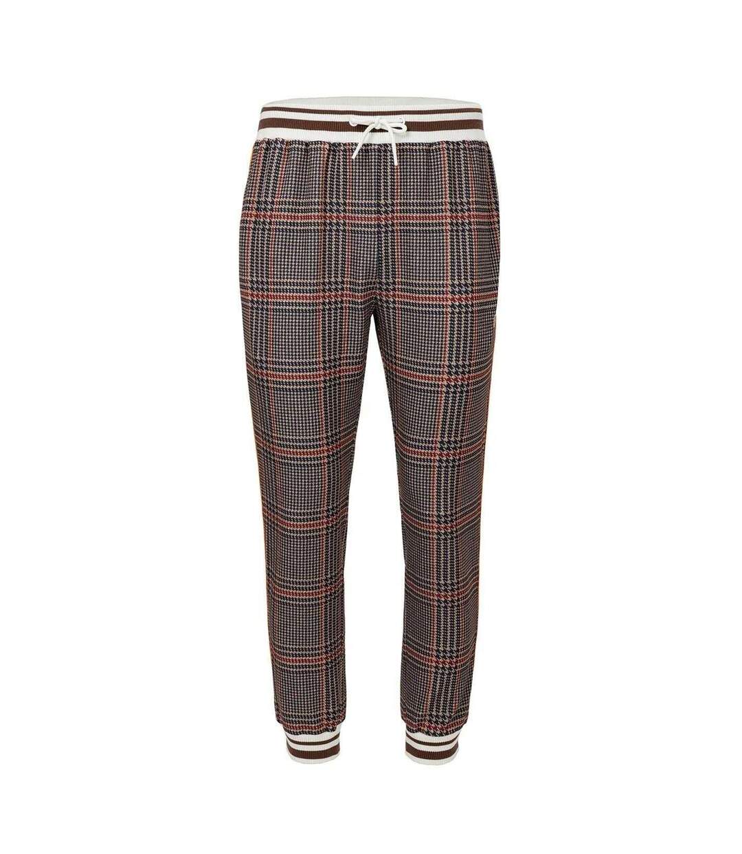 Mens Check Plaid Tracksuit Beige Lonsdale-4