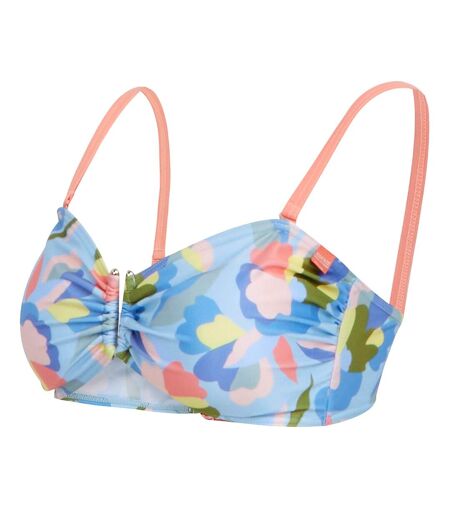 Womens/ladies Aceana Iii Abstract Floral Bikini Top Blue Regatta