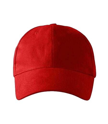Childrens/kids 6 Panel Baseball Cap Red Malfini