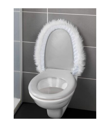 Housse pour abattant WC imitiation fourrure Olga - L. 50 x l. 40 cm - Blanc