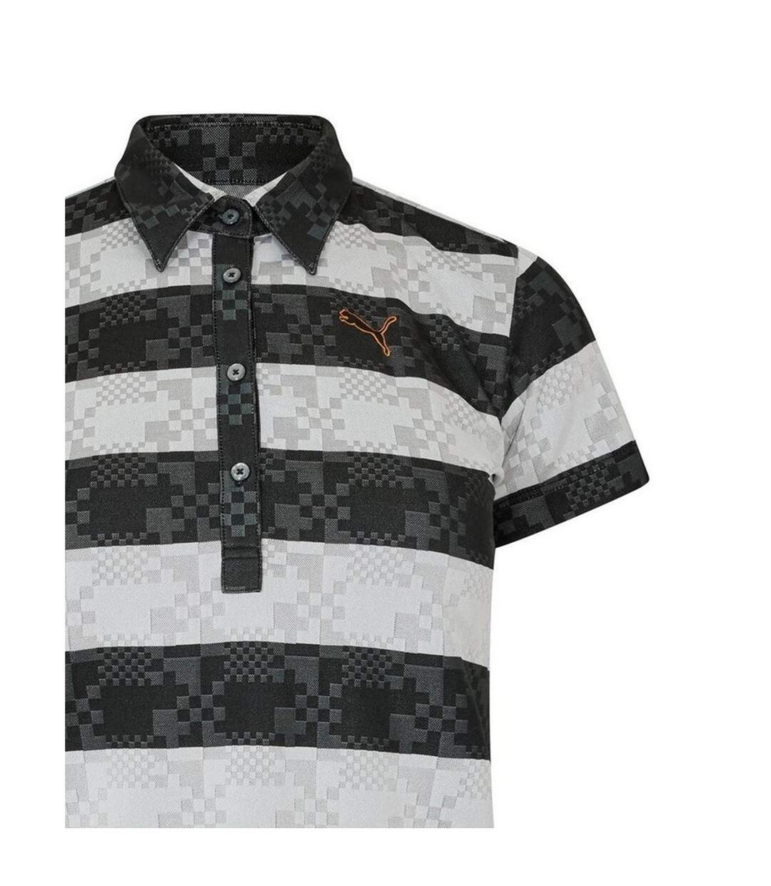 Womens/ladies Bordered Stripes Polo Shirt Black White Puma-3