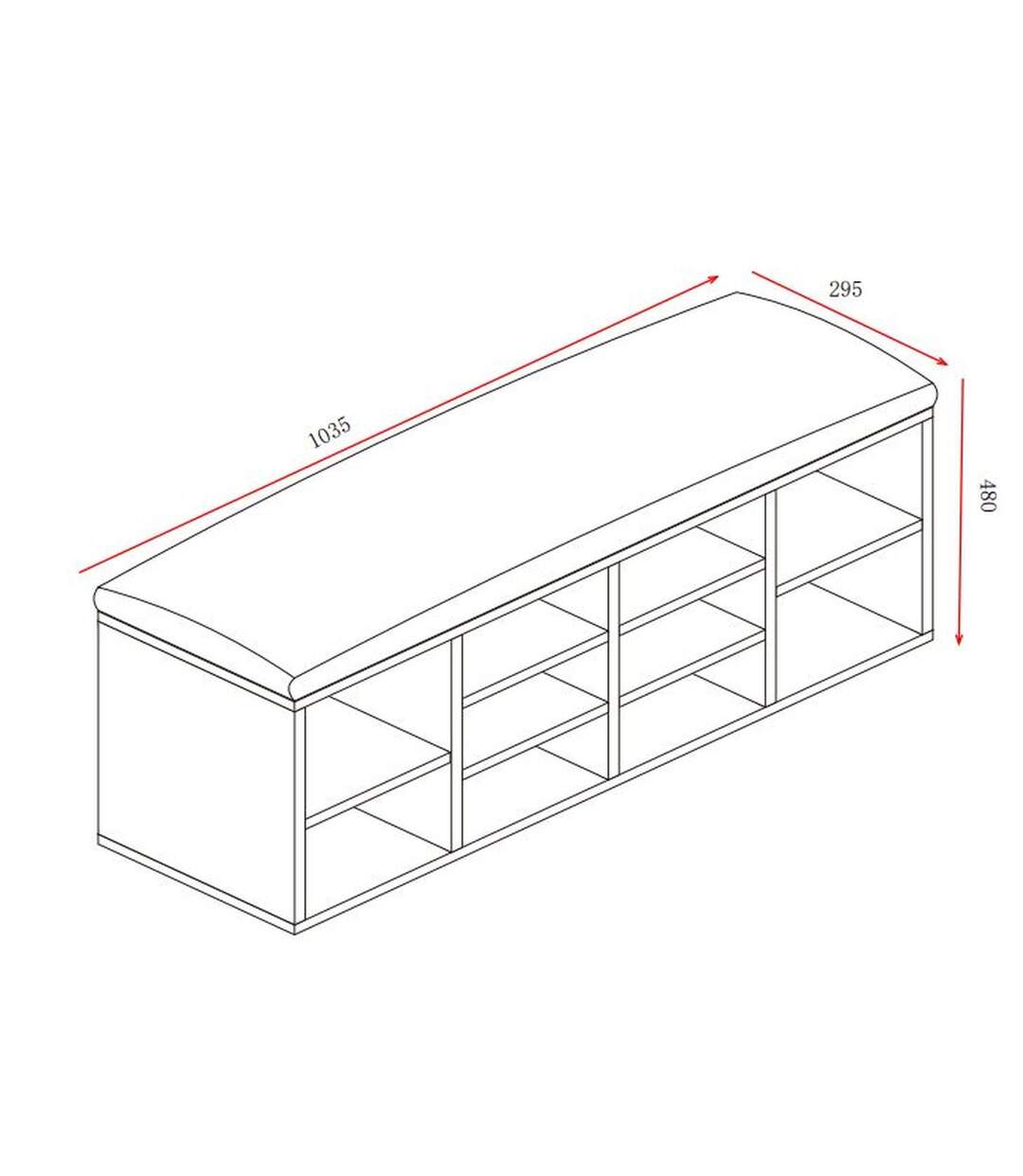 Banc de rangement à chaussures avec coussin JOE - 103,5x29,5x48 cm - Marron-2