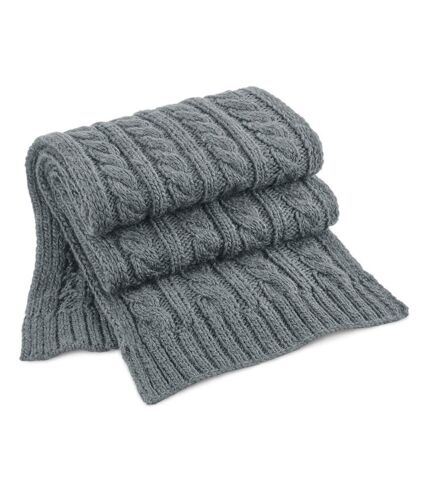 Beechfield Cable Knit Melange Scarf (Light Gray) (One Size)