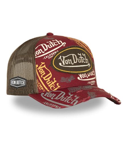 Casquette trucker imprimée avec filet et effet usé avec écusson Cafe Vondutch